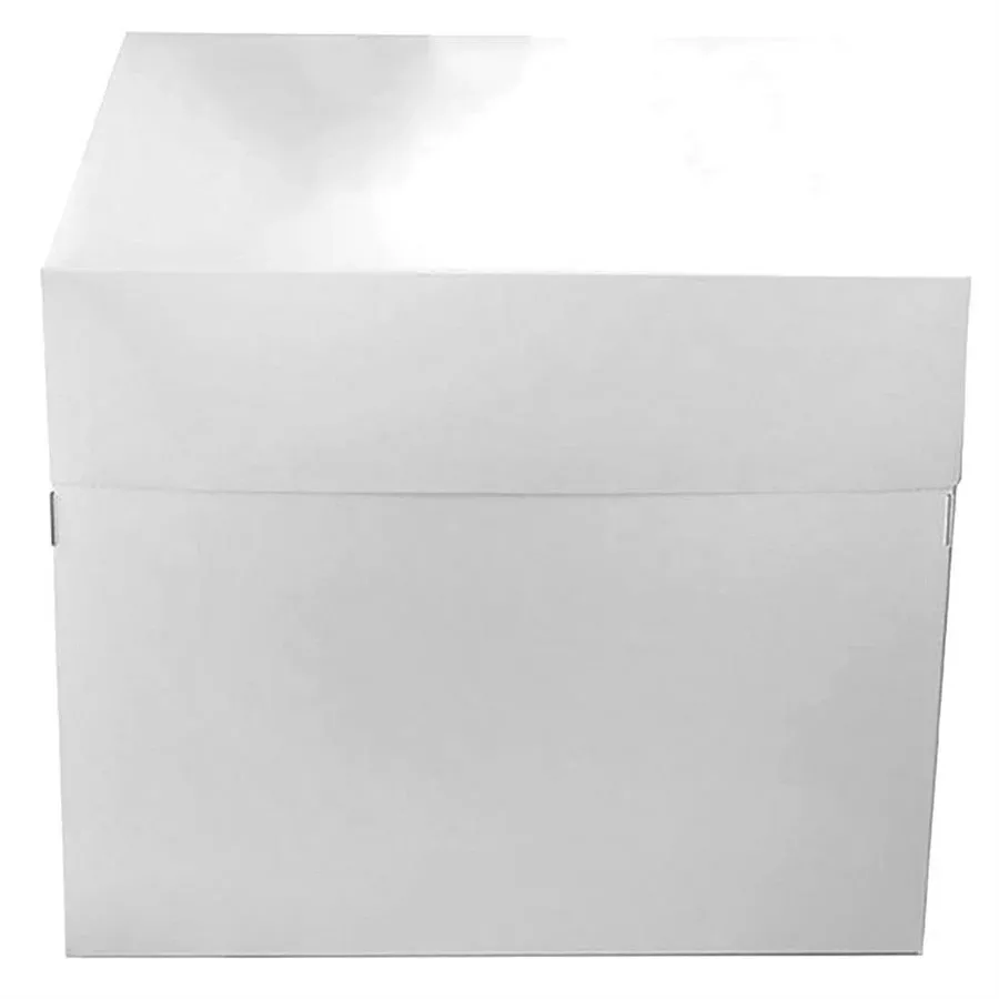 14x14x10 White Cake Box | Tall 2-Piece Bakery Cake Box for Tiered Cakes