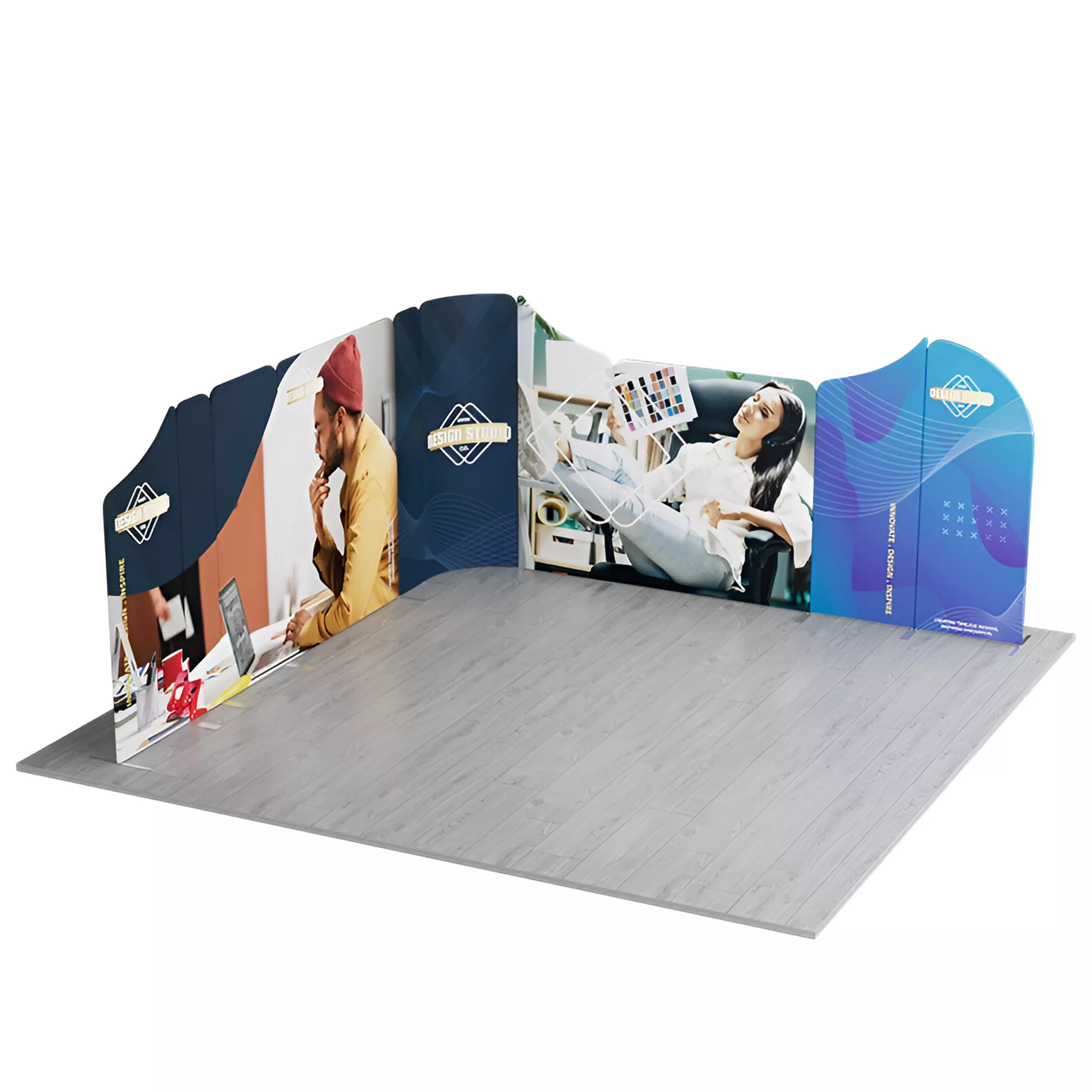 16.4x16.4ft Magnetic Modular Fabric Displays - L Shape Island