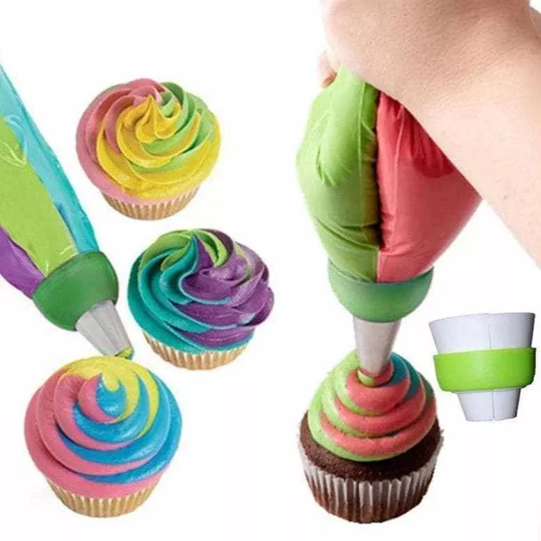 3 PC Multi-Color Swirl Buttercream Tip Coupler