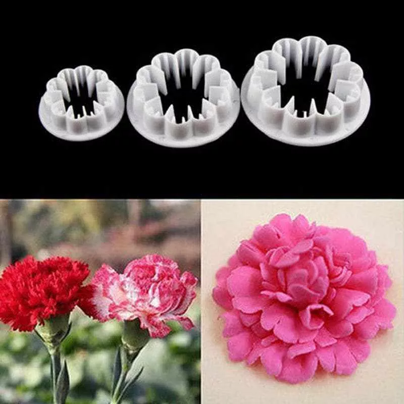 3 PC Set Carnation Flower Sugarcraft Cutter
