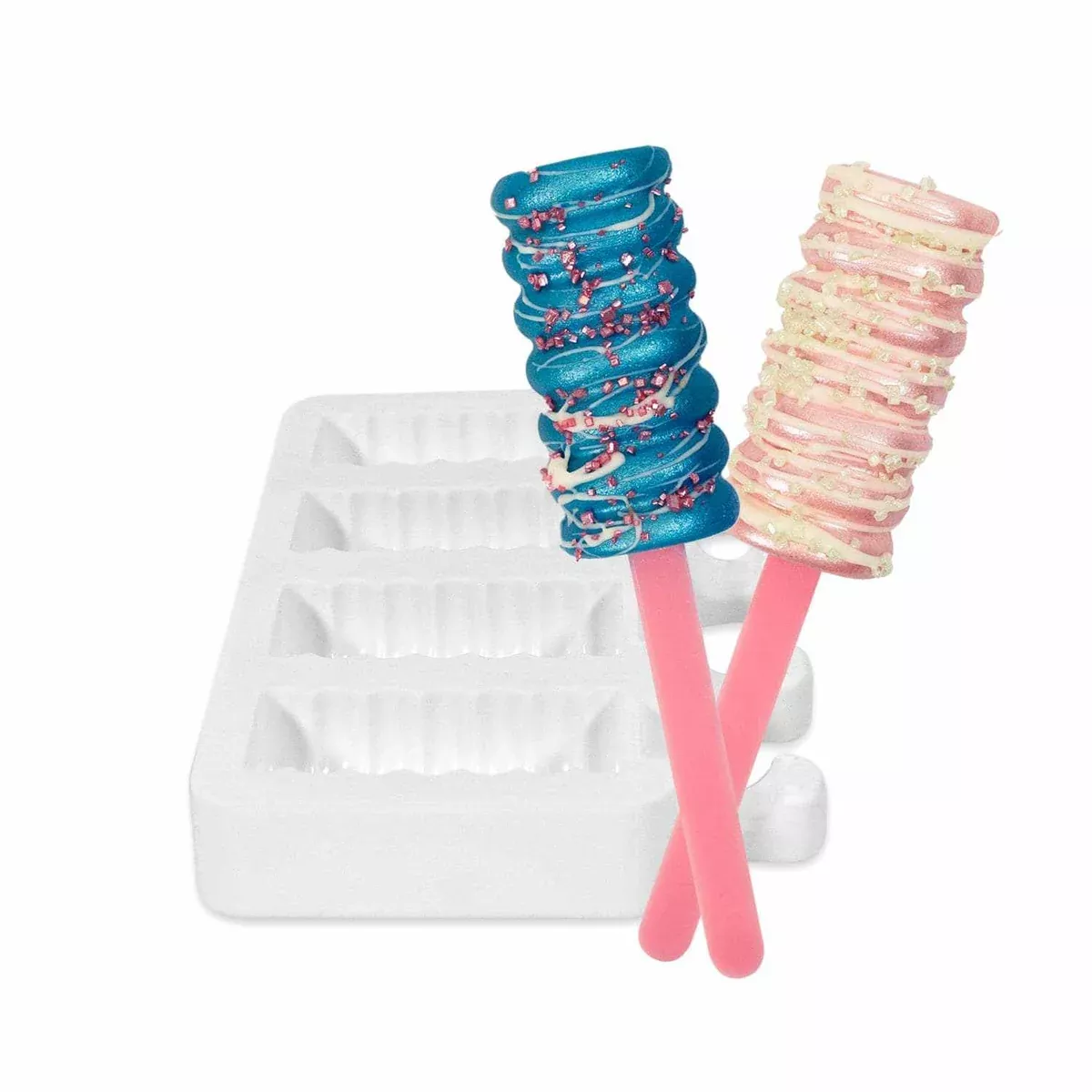 4 Cavity Spiral Popsicle Mold - Silicone Mold