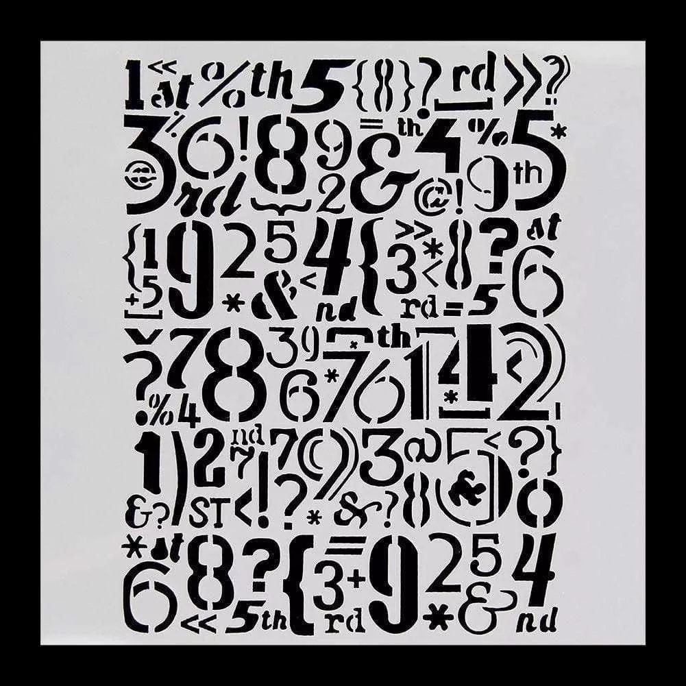 5x5 Numbers and Symbols Stencil Sheet