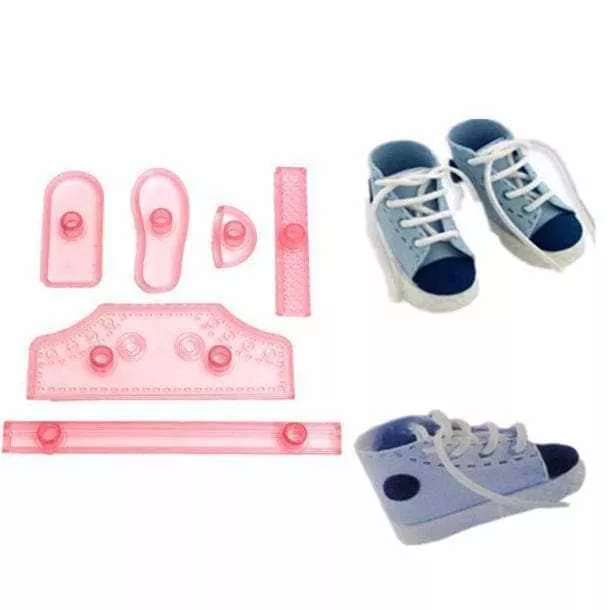 6 PC Baby Shoe Sneakers Pattern Sugarcraft Tool Set
