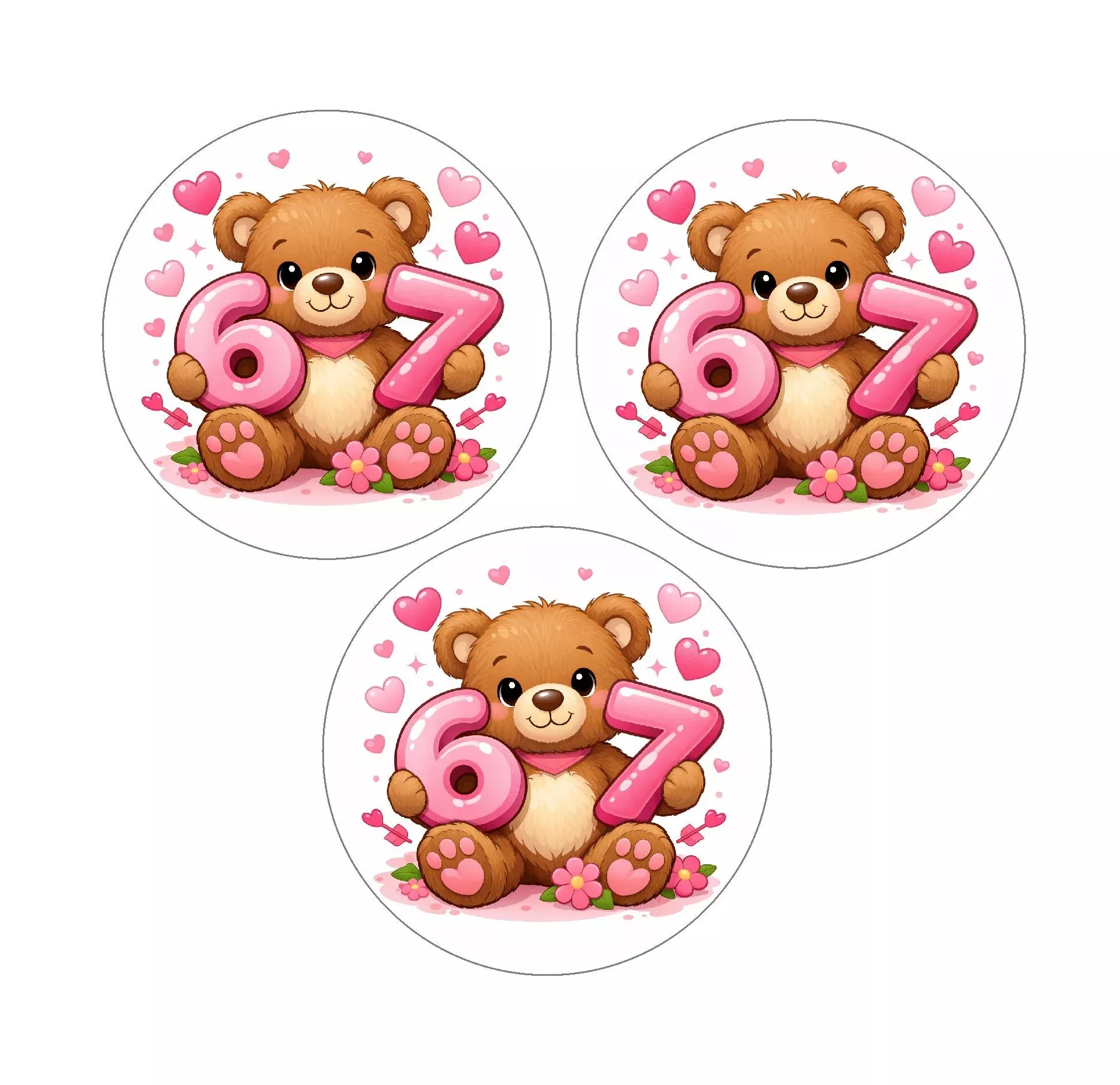 67 Teddy Bear Valentine Edible Image