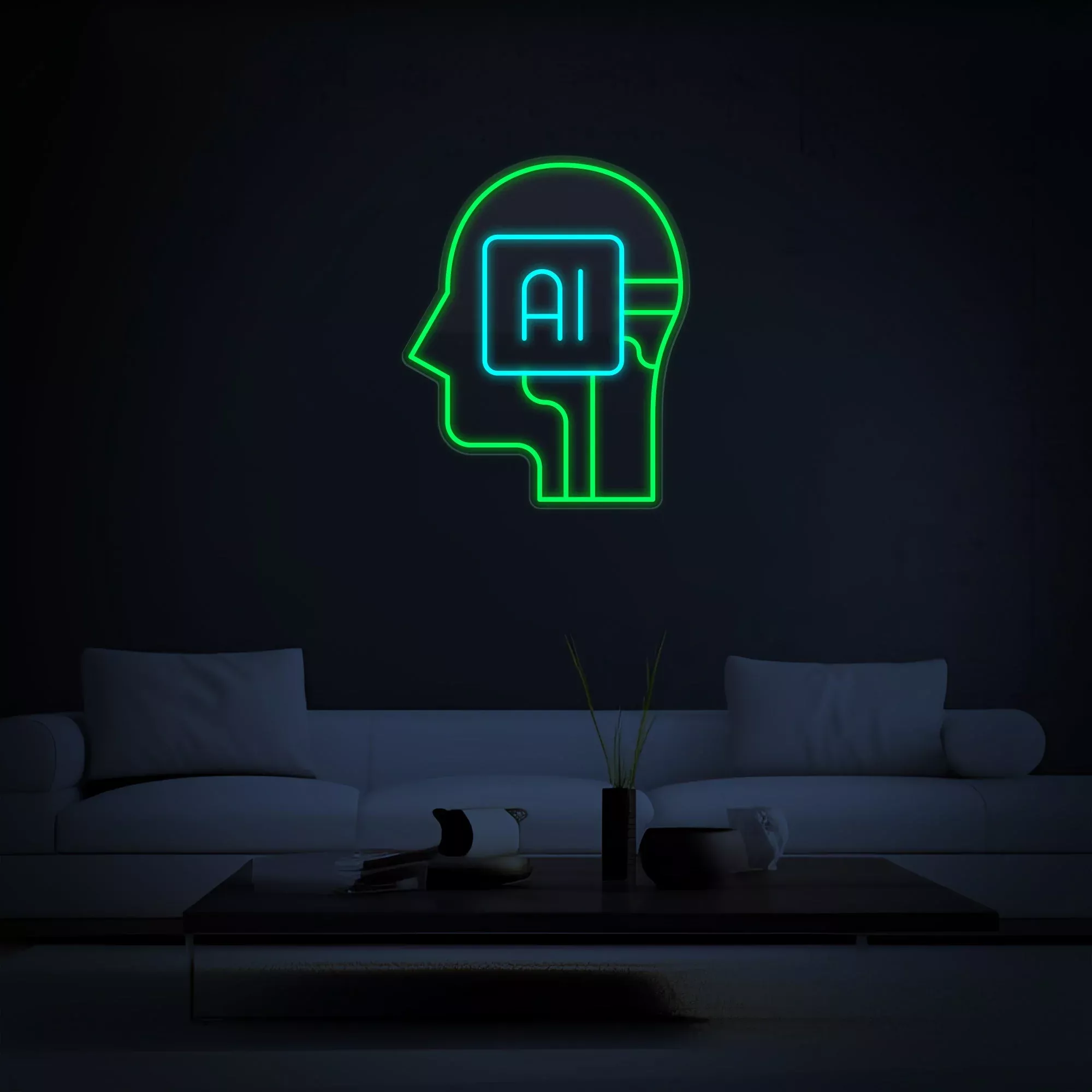 AI with Human Brain Neon Sign