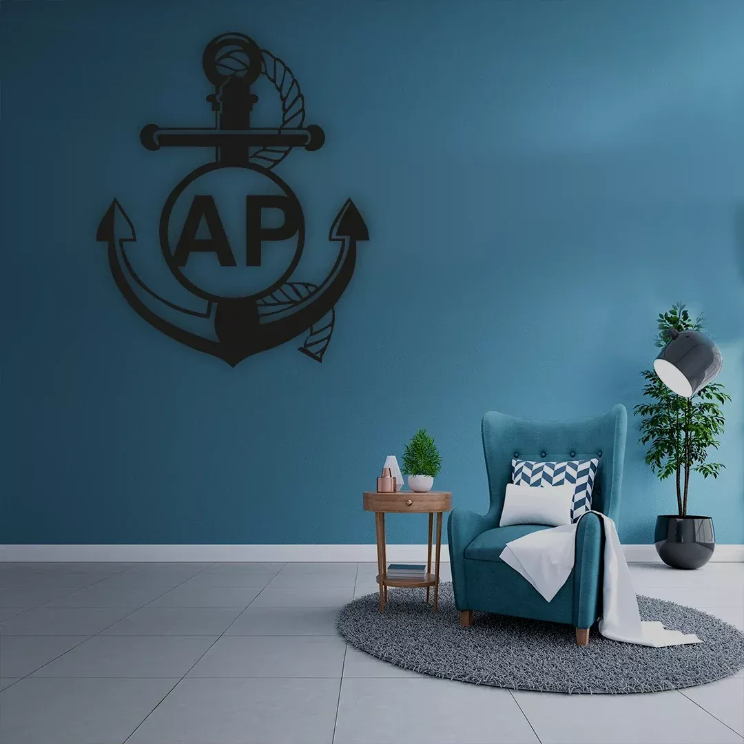 Anchor Initials Custom Metal Monogram