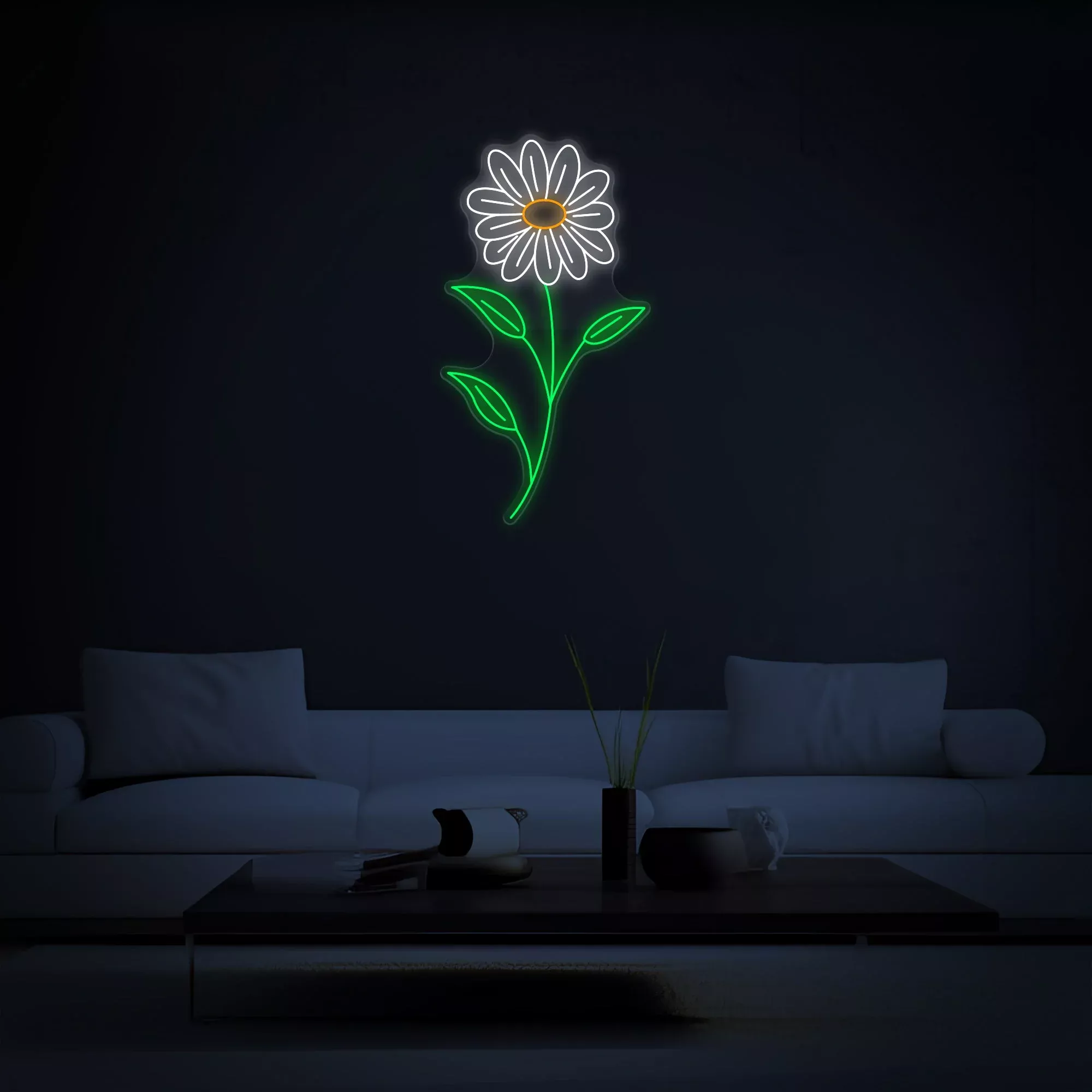 April Daisy Birth Flower Neon Sign