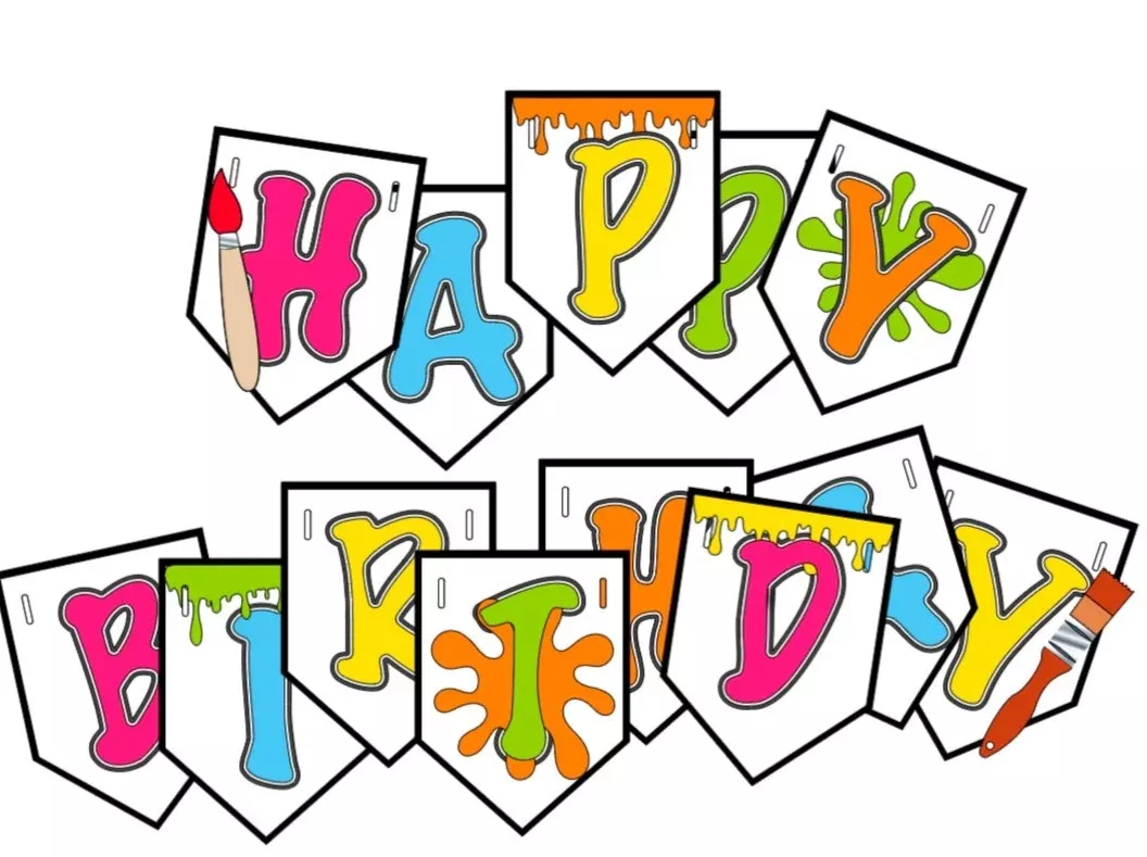 Art Paint Happy Birthday Banner