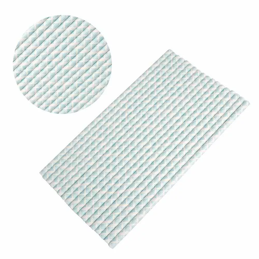 Baby Blue Damask Cake Pop Party Straws