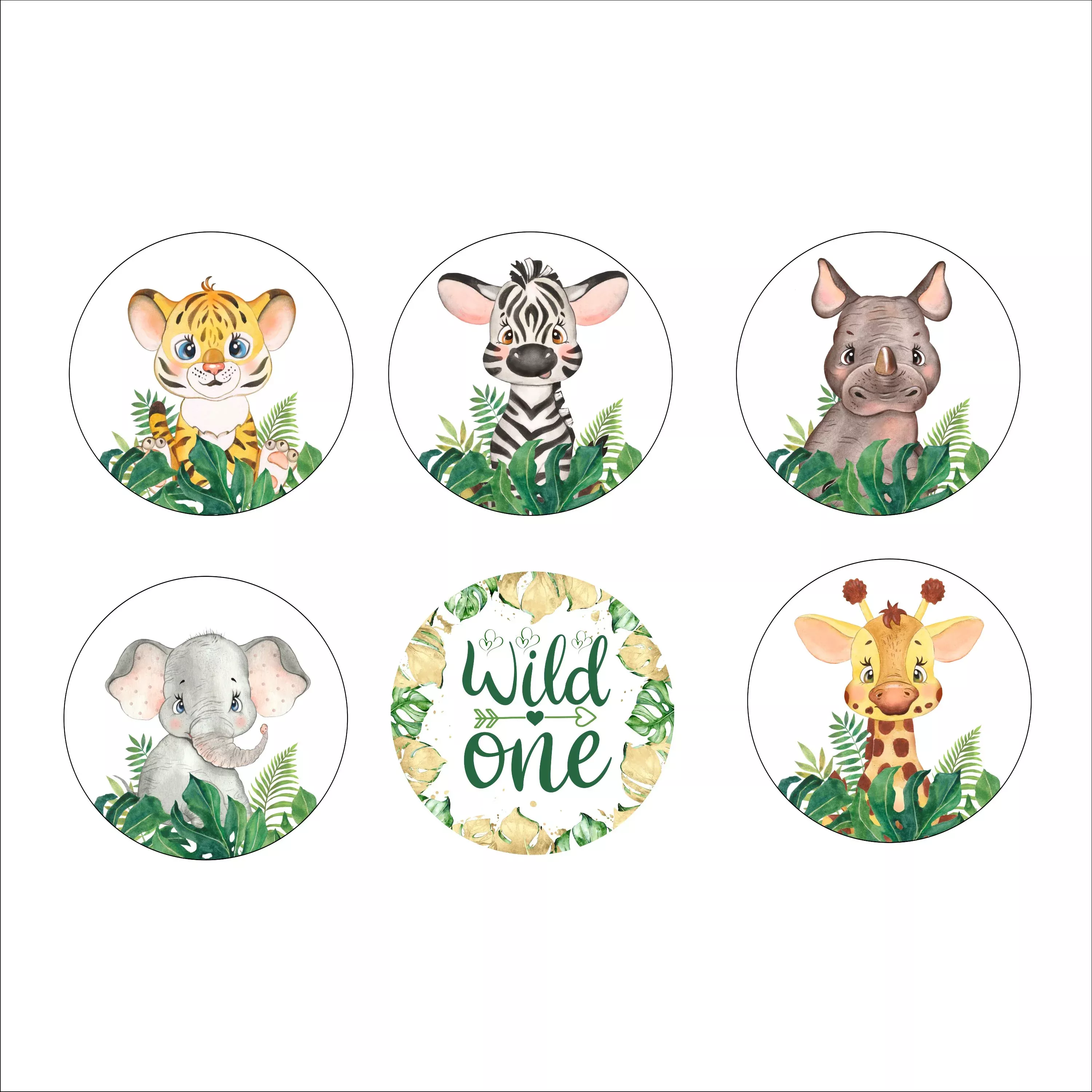 Baby Safari Animals Edible Images -Wild One - 1st - 2nd - 3rd Birthday