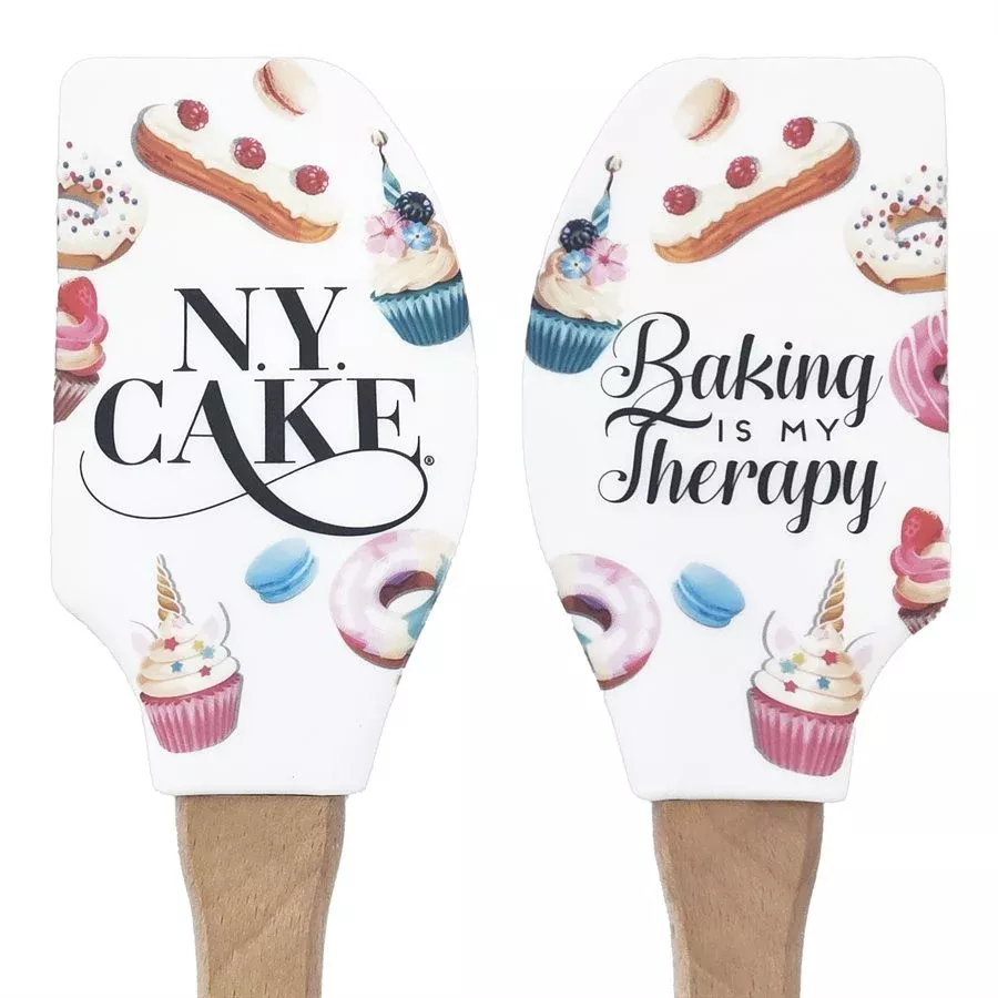 "Baking Is My Therapy" Silicone Spatula w/ Wooden Handle