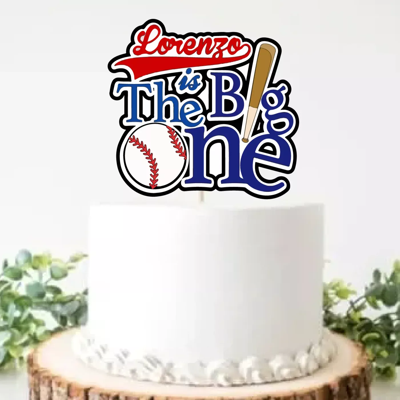 The Big One Baseball Cake Topper - Navy Blue