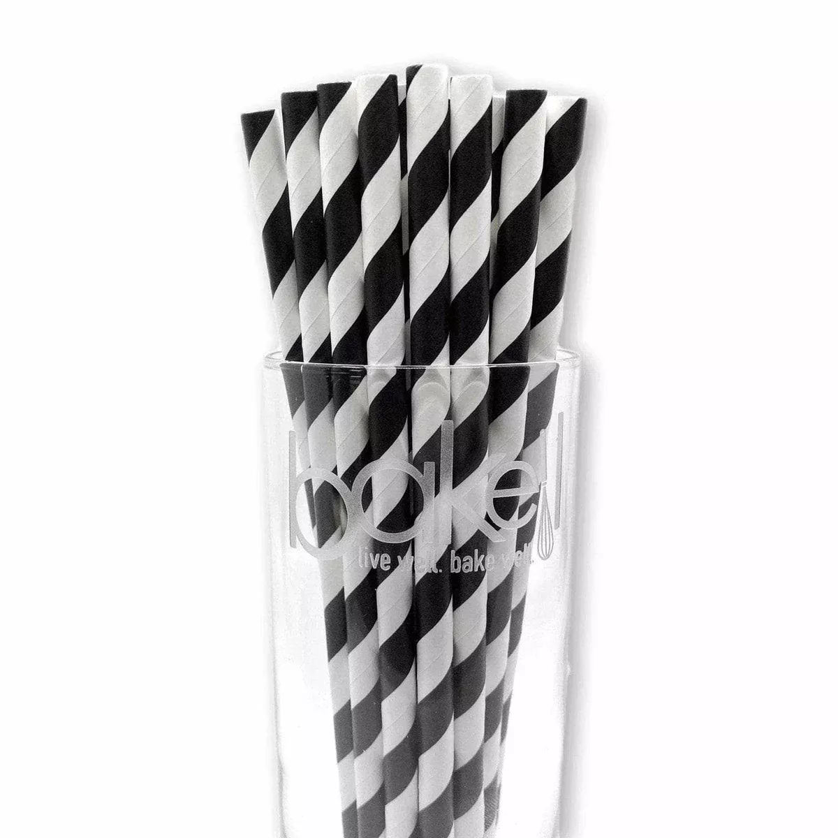 Black & White Candy Cane Striped Cake Pop Party Straws