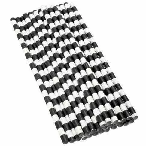 Black and White Stripes Cake Pop Party Straws