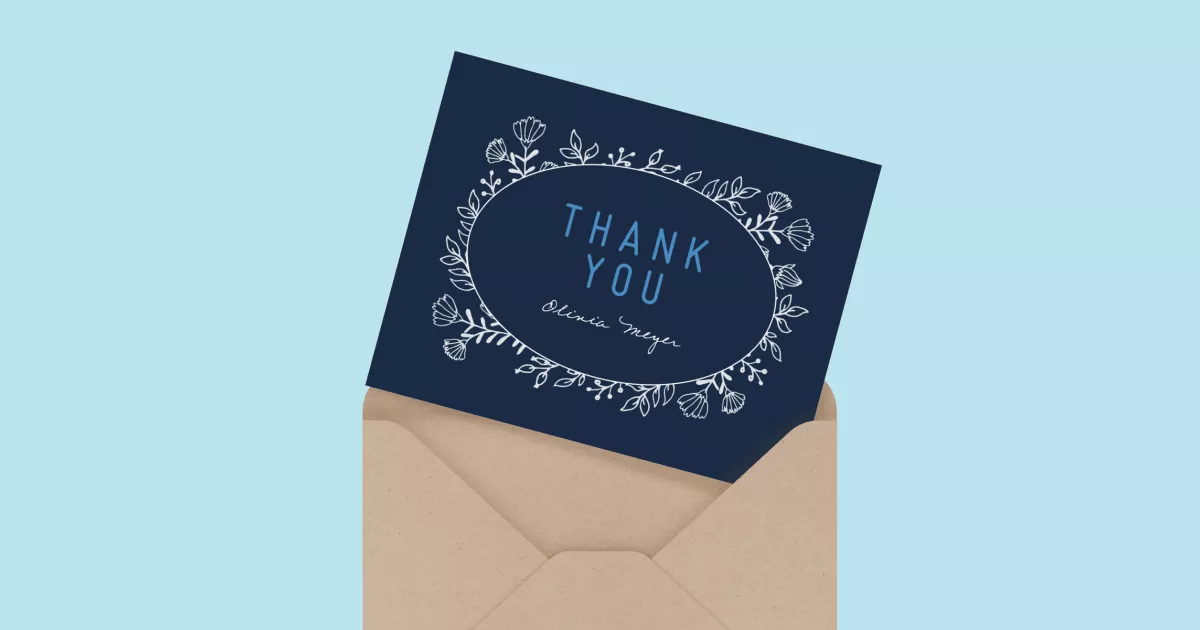 Blue Floral Circle Thank You