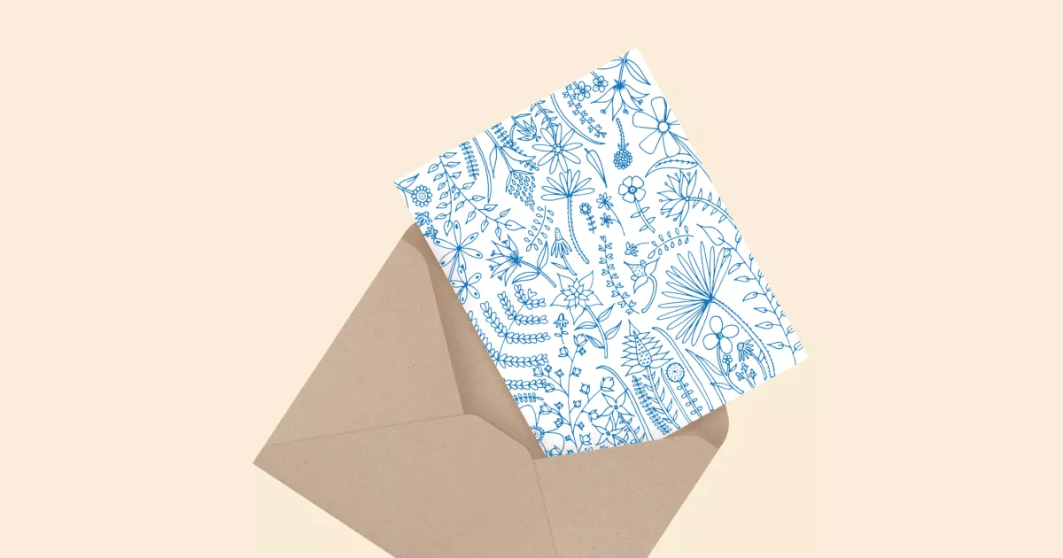 Blue Floral Outline