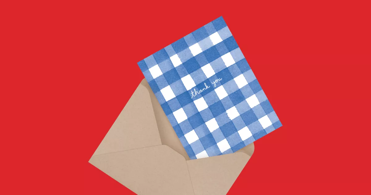 Blue Gingham Thank You
