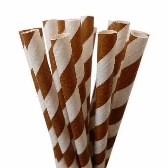 Brown Candy Cane Stripes Cake Pop Party Straws