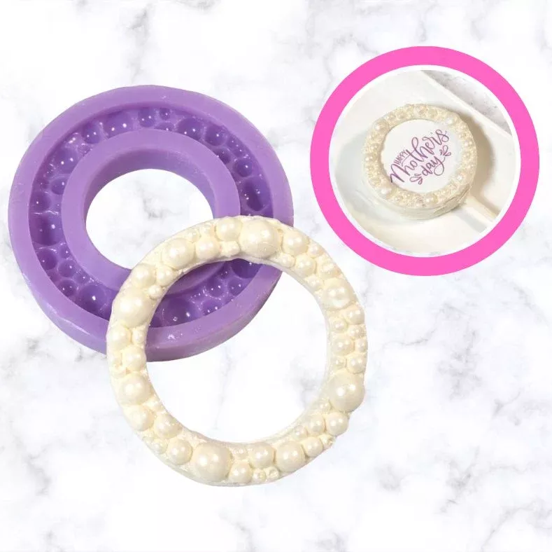 Circle of Pearls (or Bubbles?) Frame Round Silicone Mold - Made in the USA
