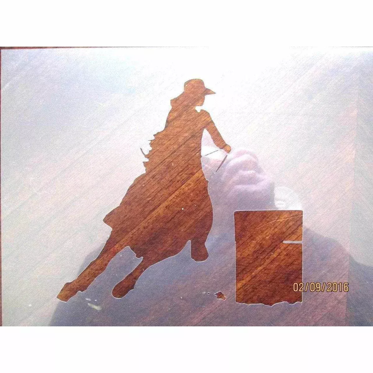 Cowgirl and Barrel Stencil