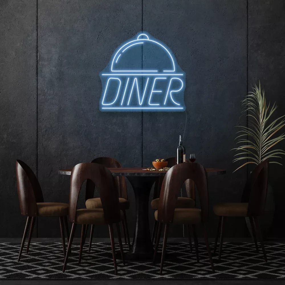 Diner On Silver Plates LED Neon Sign