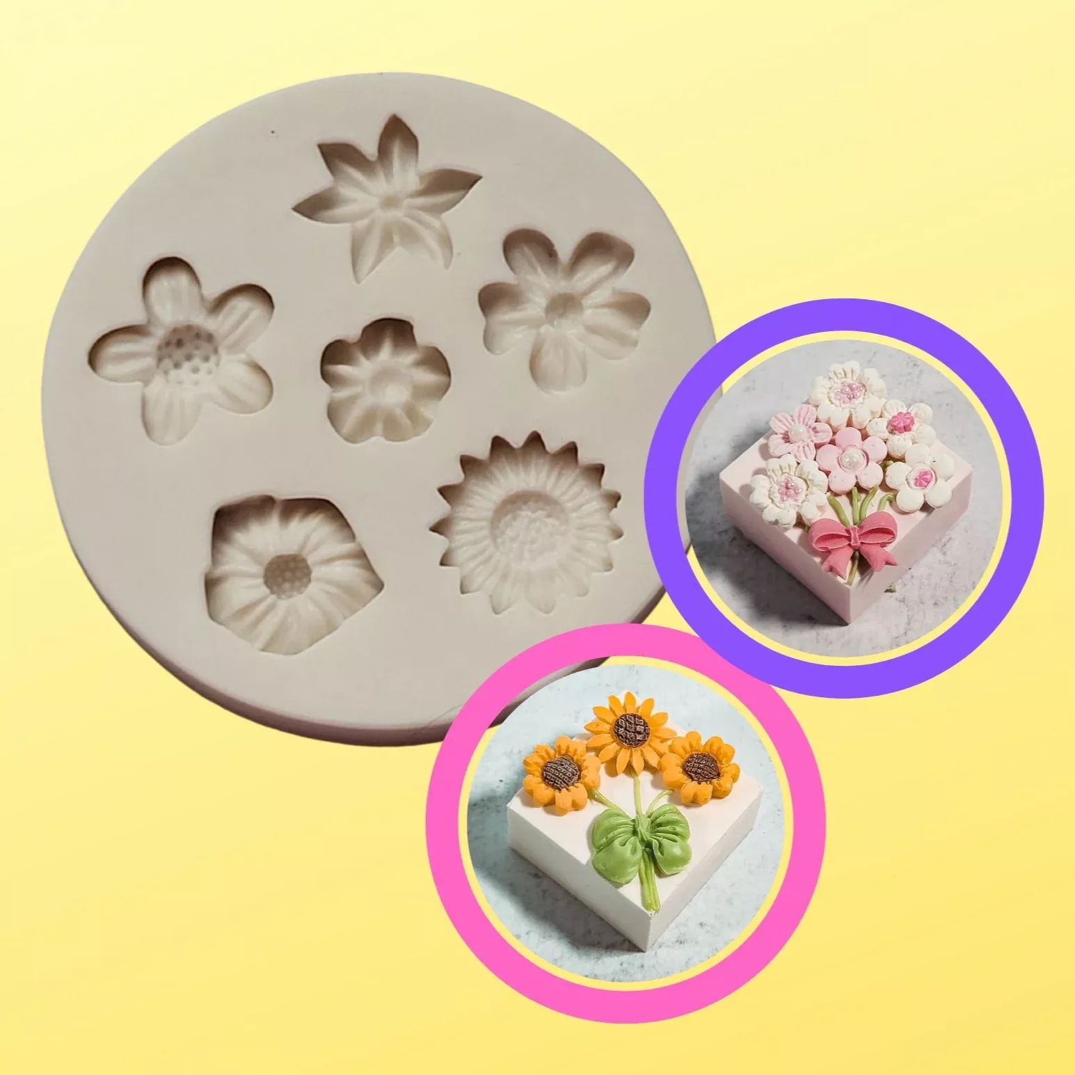 Flower Assortment Silicone Mold - 6 Flowers