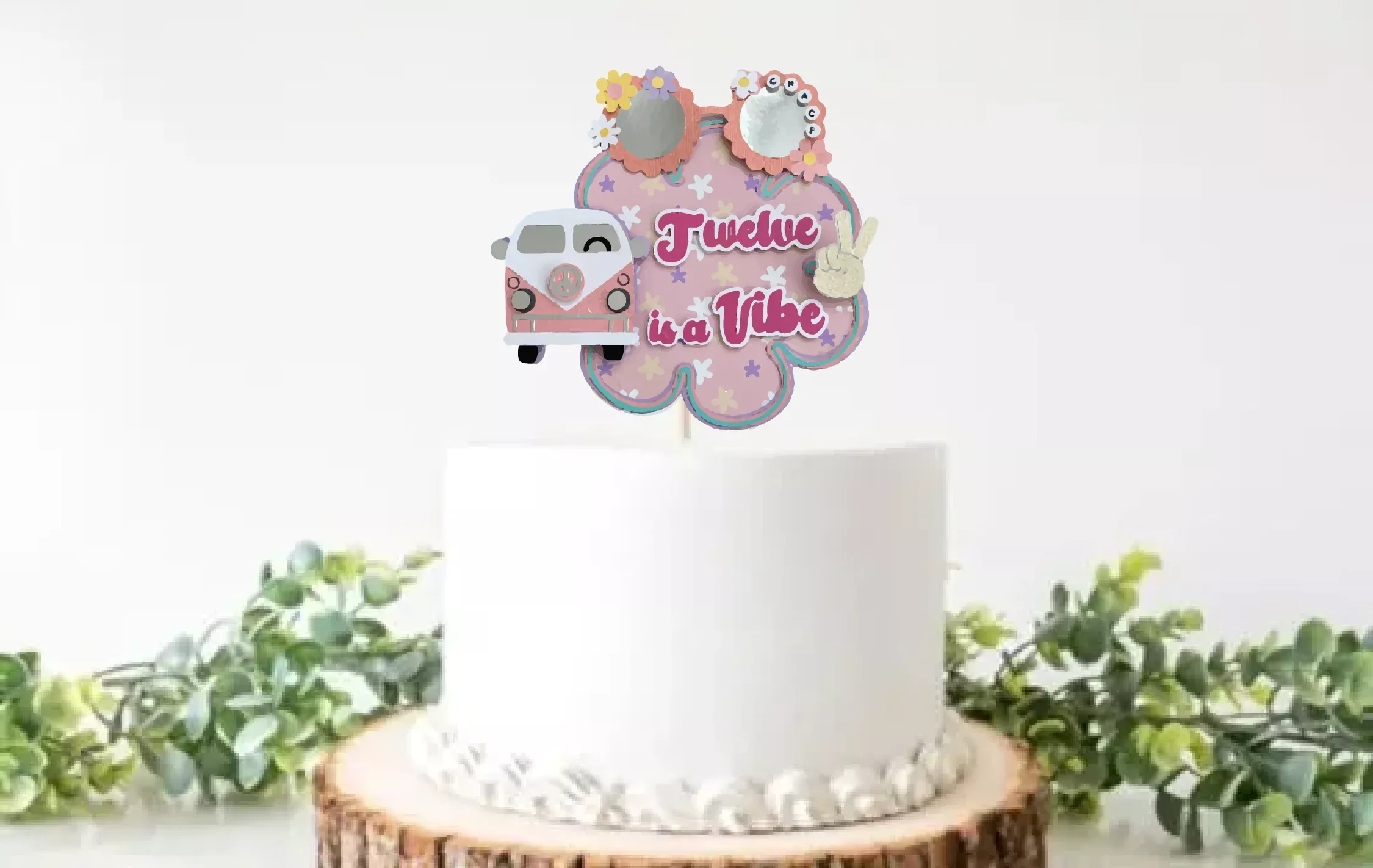 Groovy Birthday Cake Topper - Pink