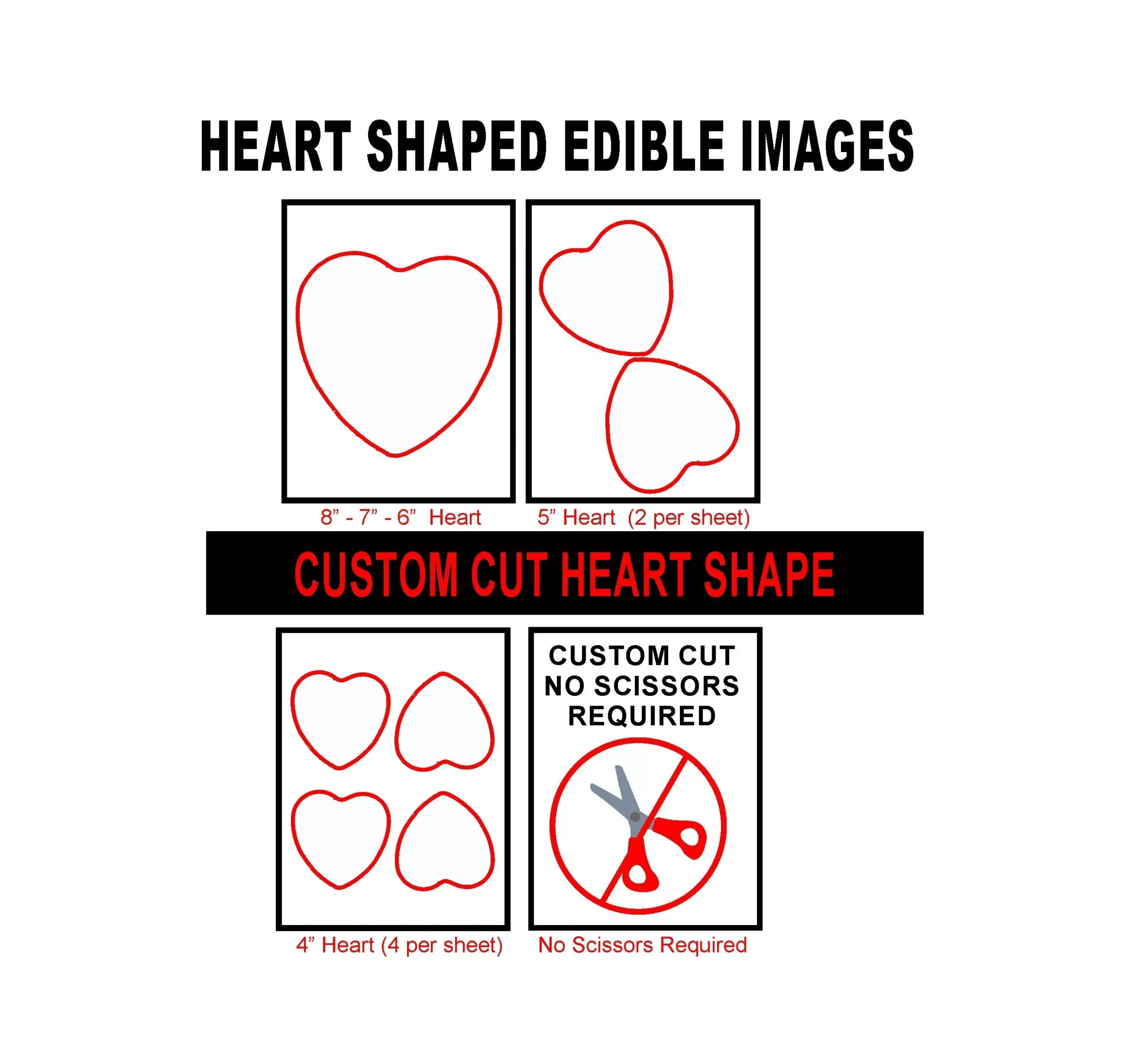 Heart Shaped Edible Image Frosting Sheet- You Choose Your Size