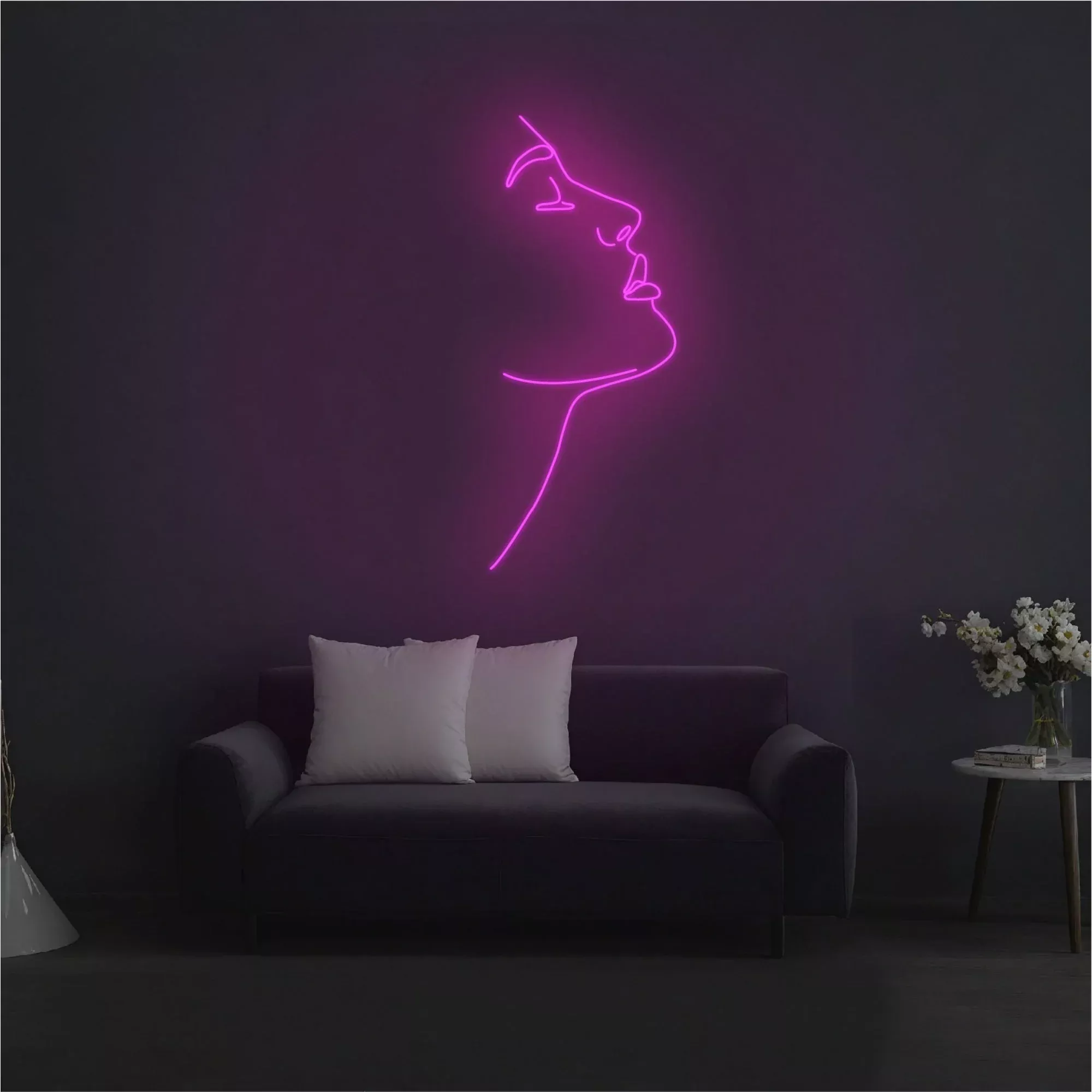 Linear Abstract Face Neon Sign