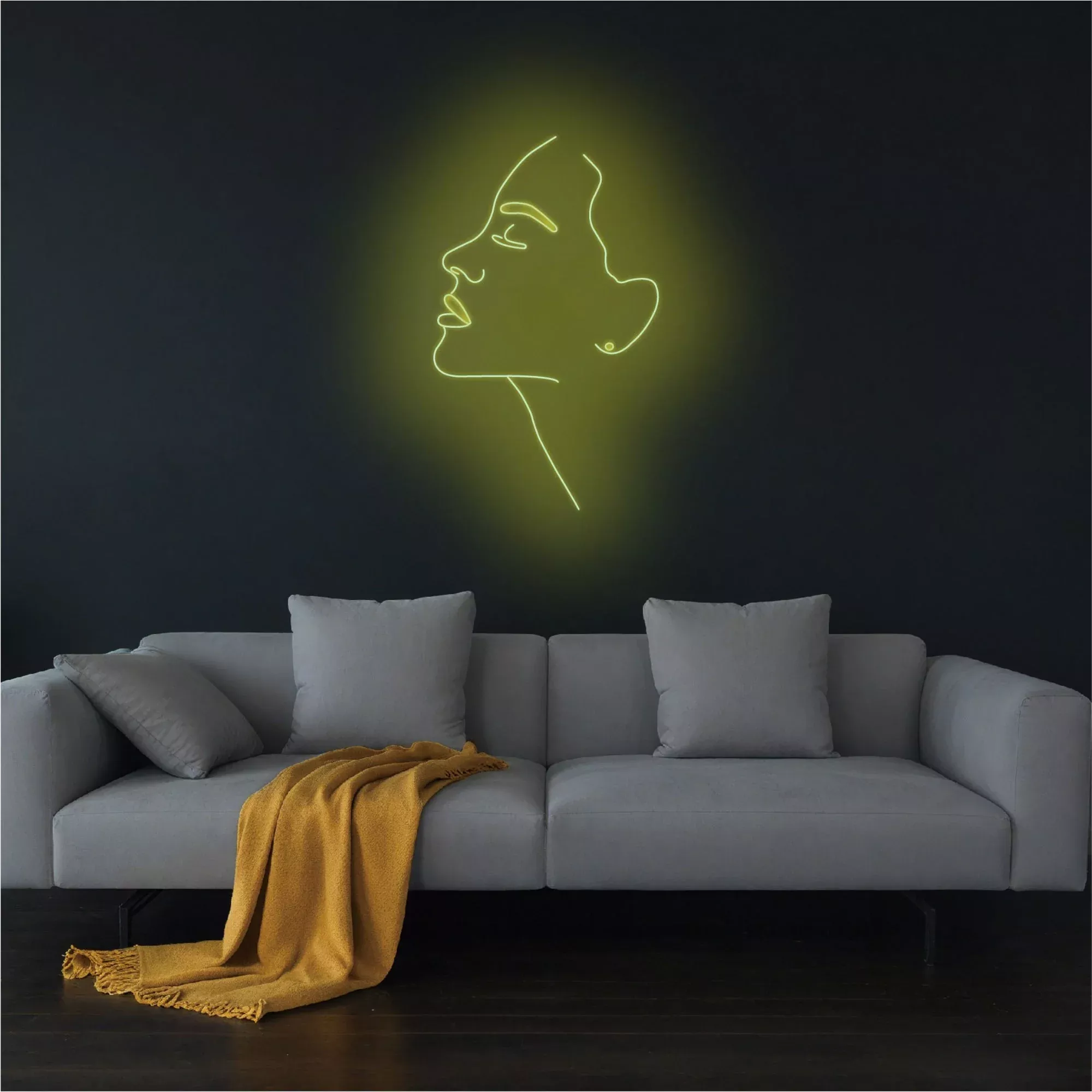 Linear Abstract Woman Face Neon Sign