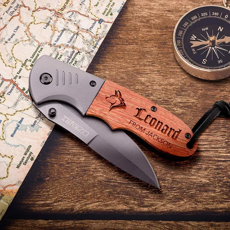 Logo Engraved Stainless Steel Pocket Knife with Gift Box