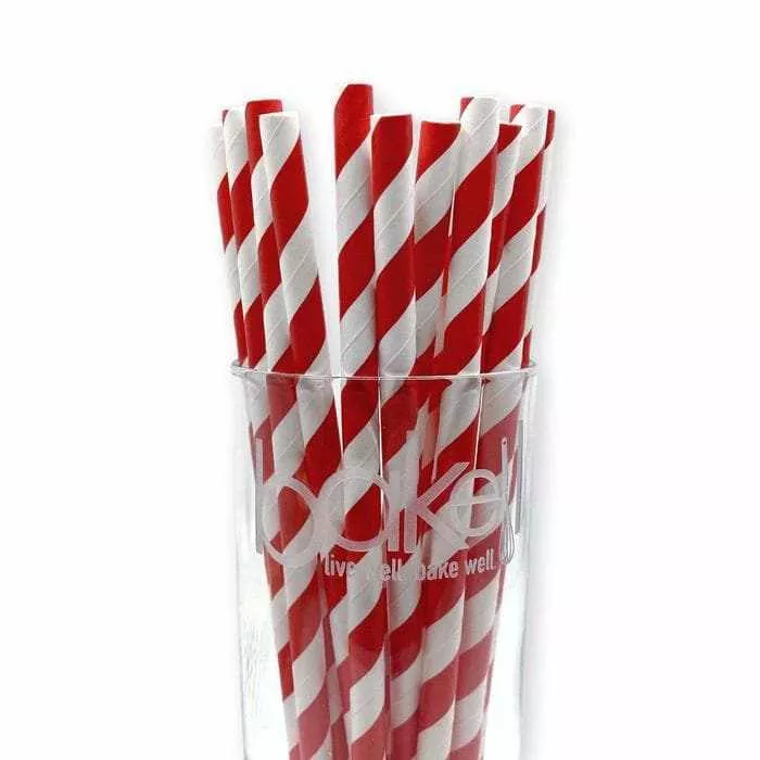 Red Candy Cane Stripes Cake Pop Party Straws