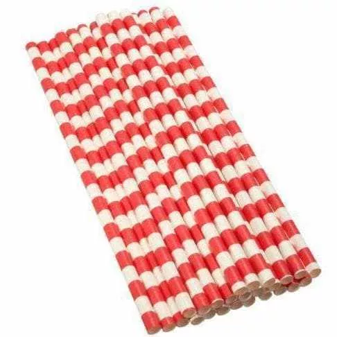 Red and White Stripes Cake Pop Party Straws