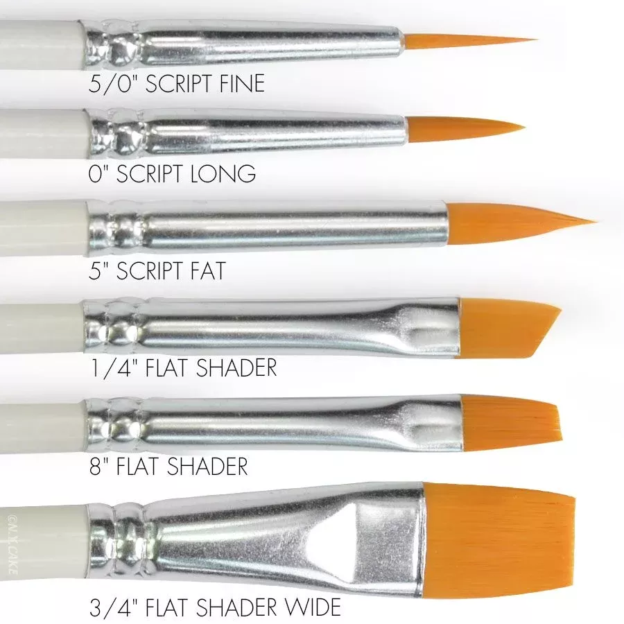 Round & Flat Cake Decorating Brush Set (6 Piece)