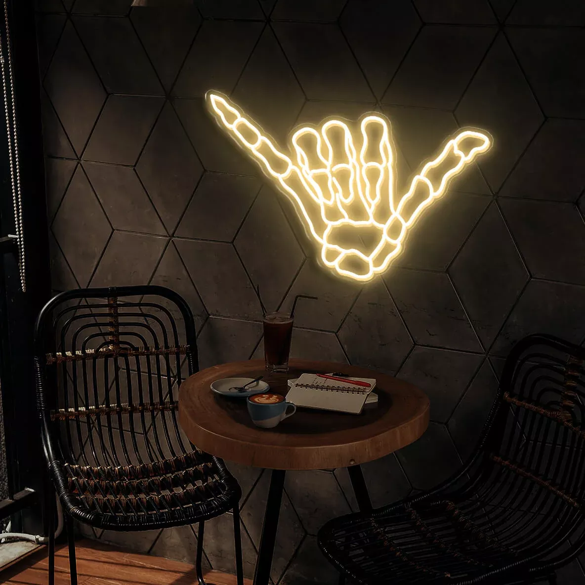 Shaka Skeleton Hand Neon Sign Skull Hand Loose Led Light