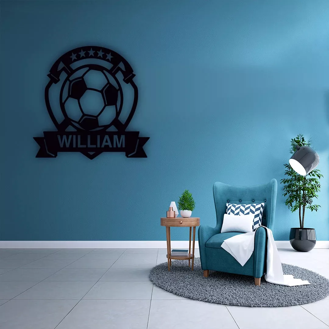 Soccer Crest Custom Name Metal Monogram