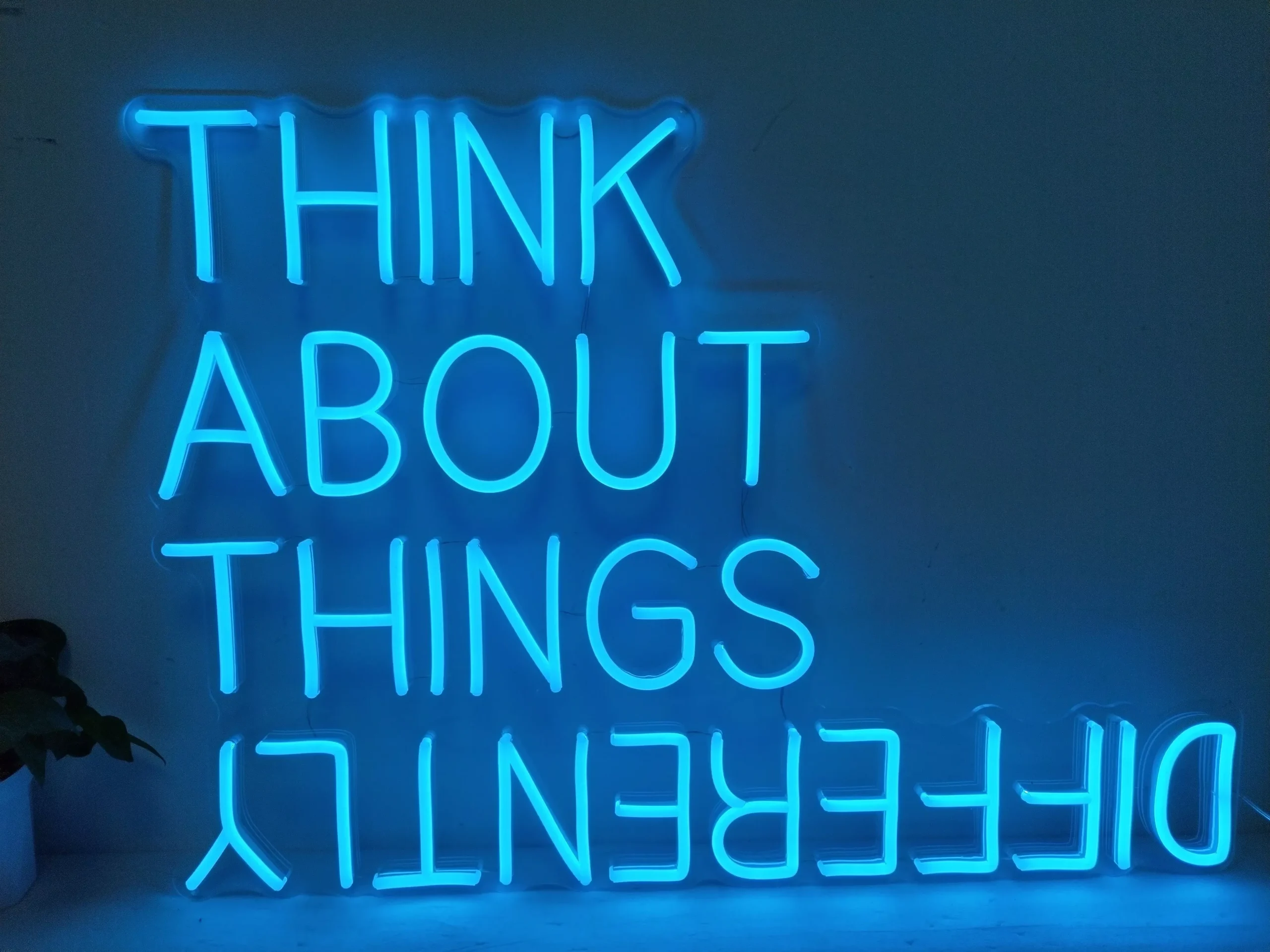 "Think About Things Differently" Neon Sign