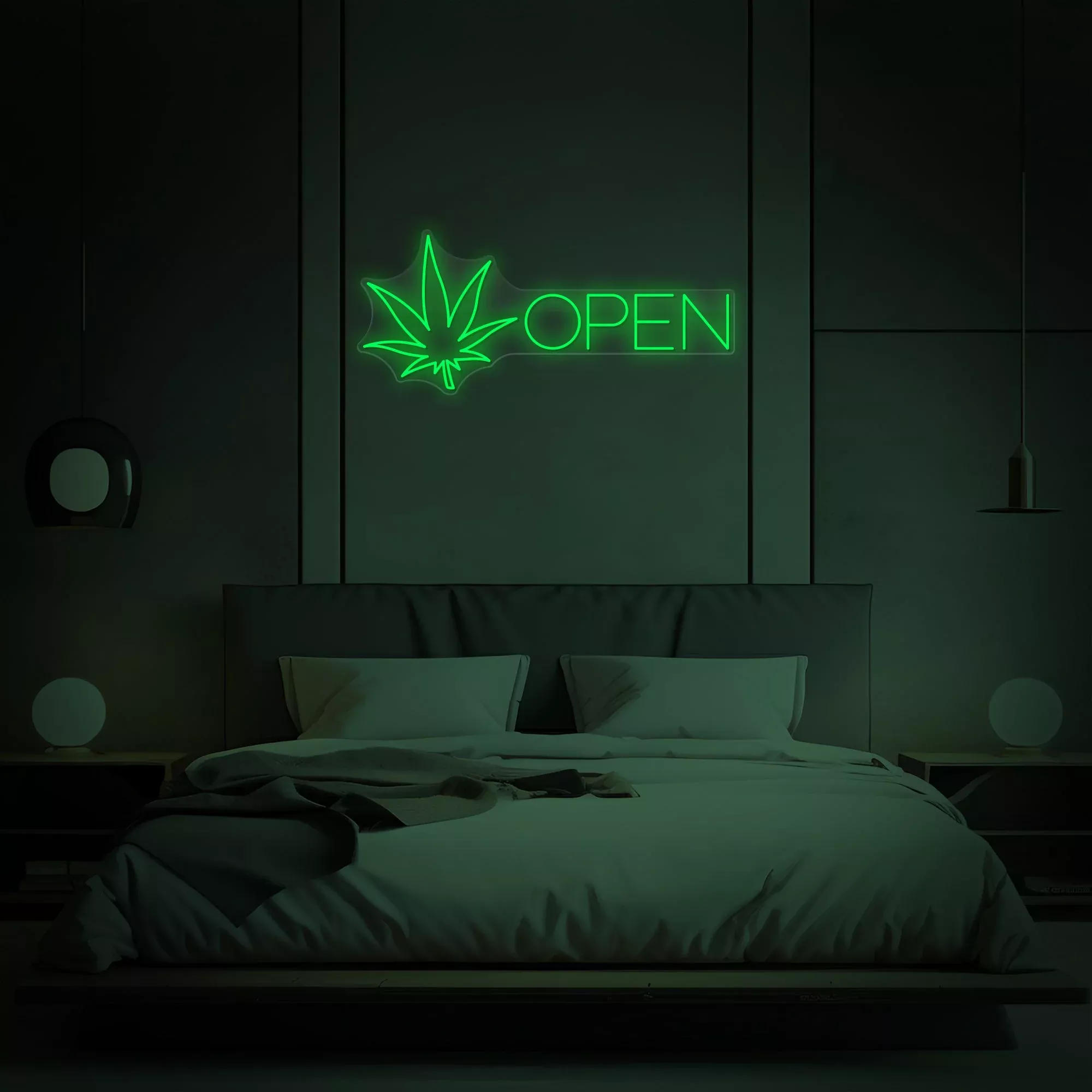 Weed Leaf Open Neon Sign