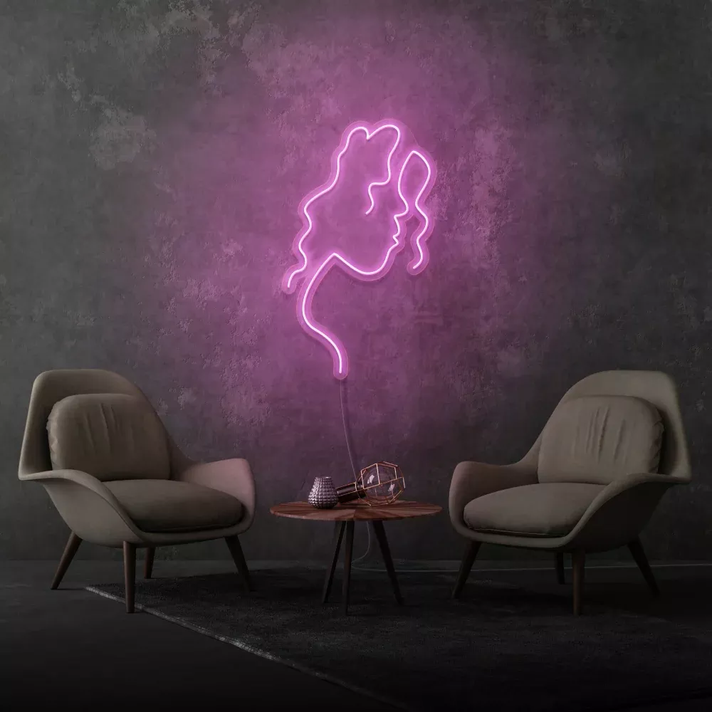 Woman Face Side Profile Aesthetic Neon Light