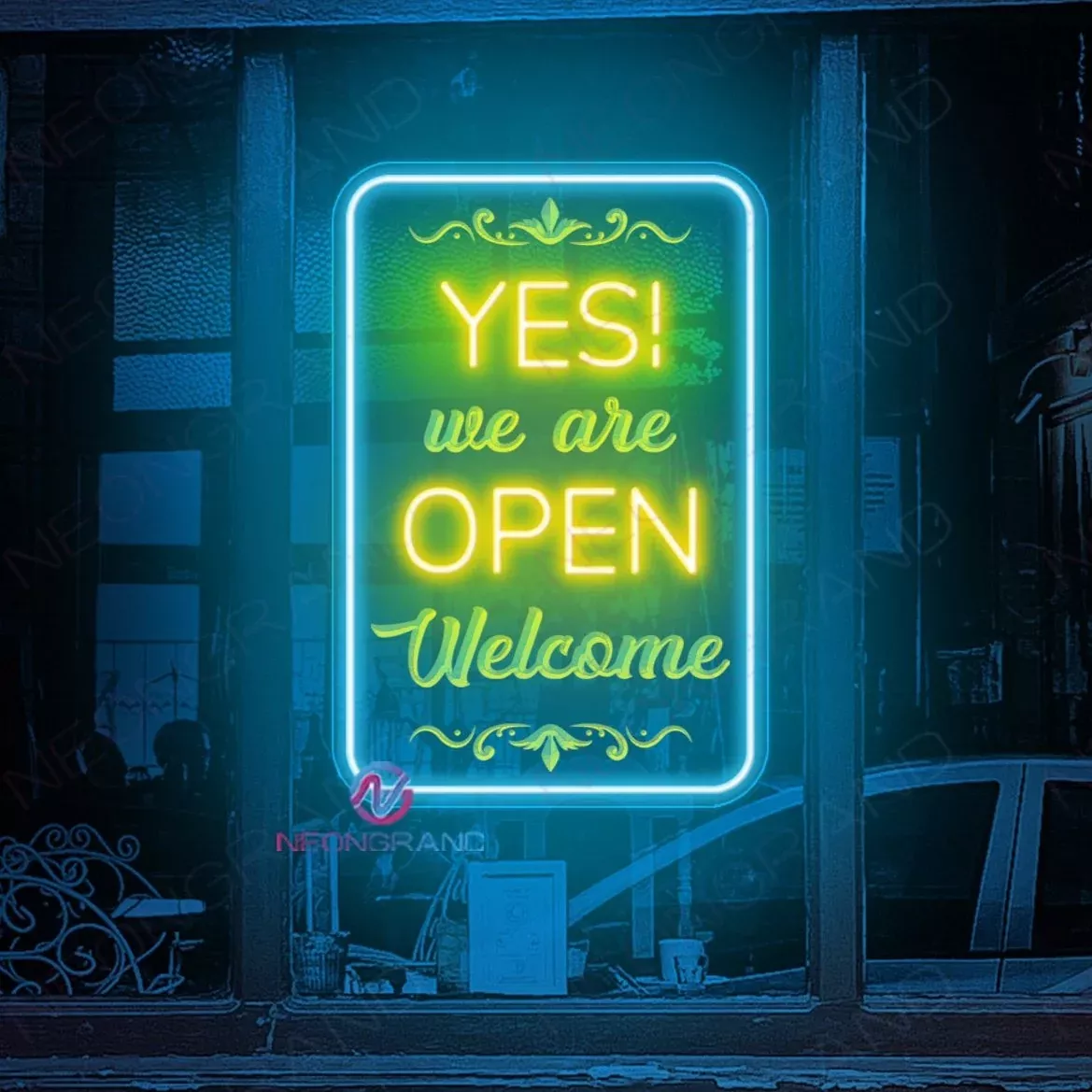Yes, We Are Open Welcome Neon Sign Engraving LED Light