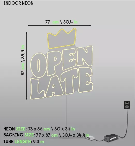 YP Burger King Open LateLED neon sign