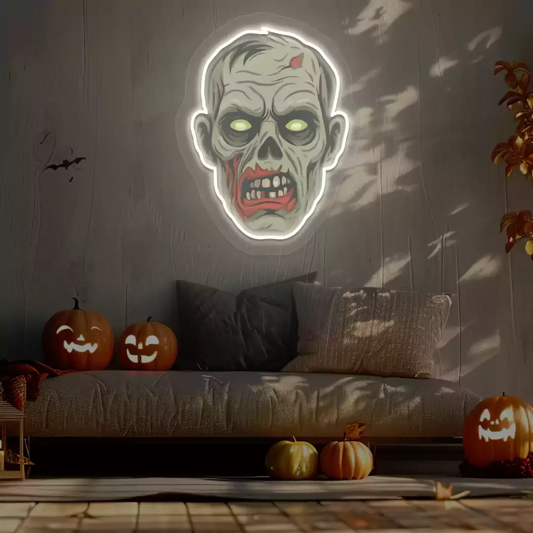 Zombie Face Neon Artwork