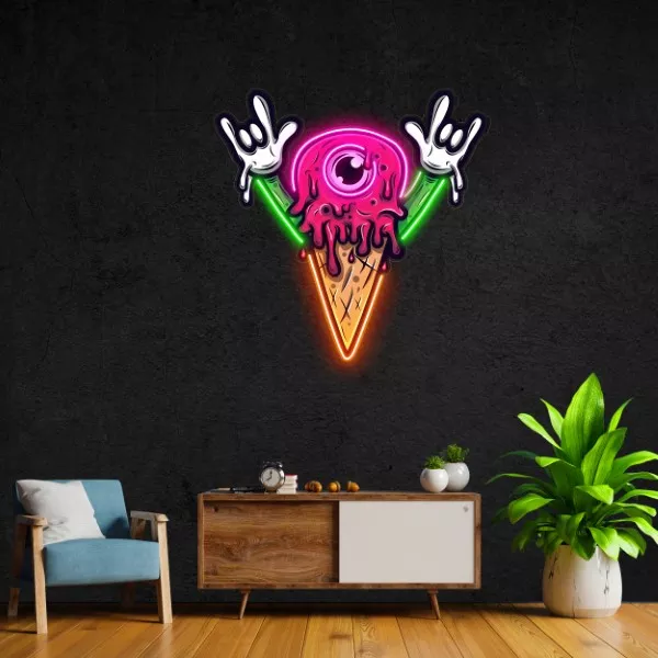 Zombie Ice Cream Pop Art Neon Sign